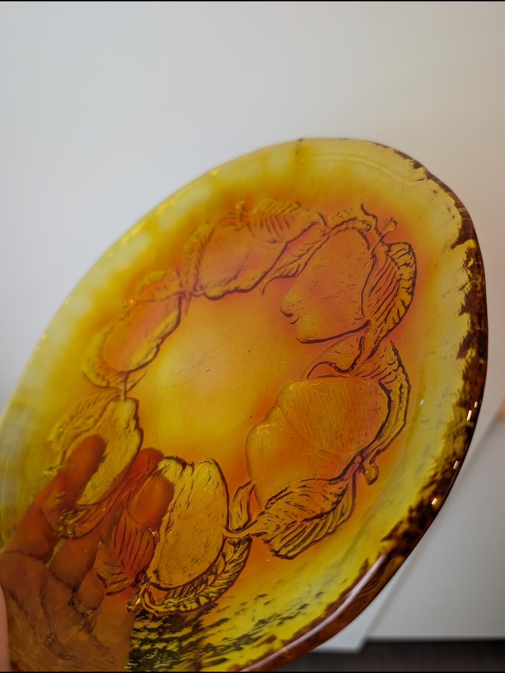 Amber Glass Floral Charger Plate - Picture 5 of 7